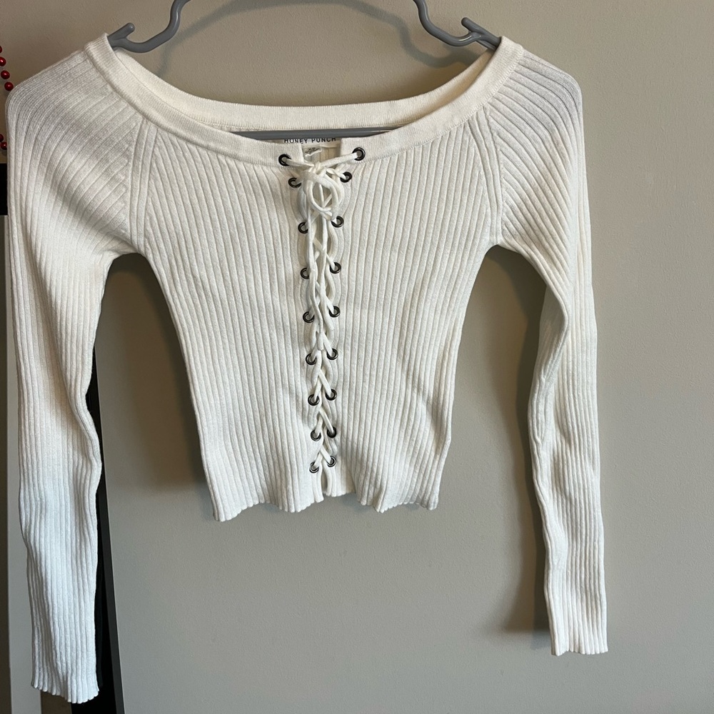 Honey Punch cris cross tie top